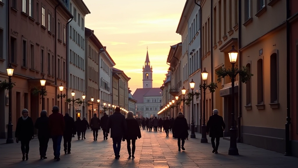 Gediminas Avenue lined with historic buildings and street lamps