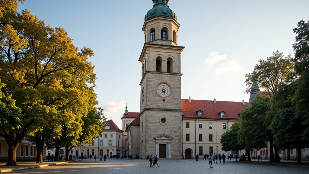 Vilnius Cathedral bell tower showing architectural layers from Renaissance foundation through Baroque mid-section to neoclassical upper portions