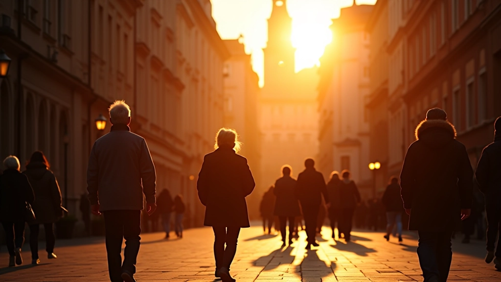 People walking and relaxing on Gediminas Avenue during early evening, with architectural details visible