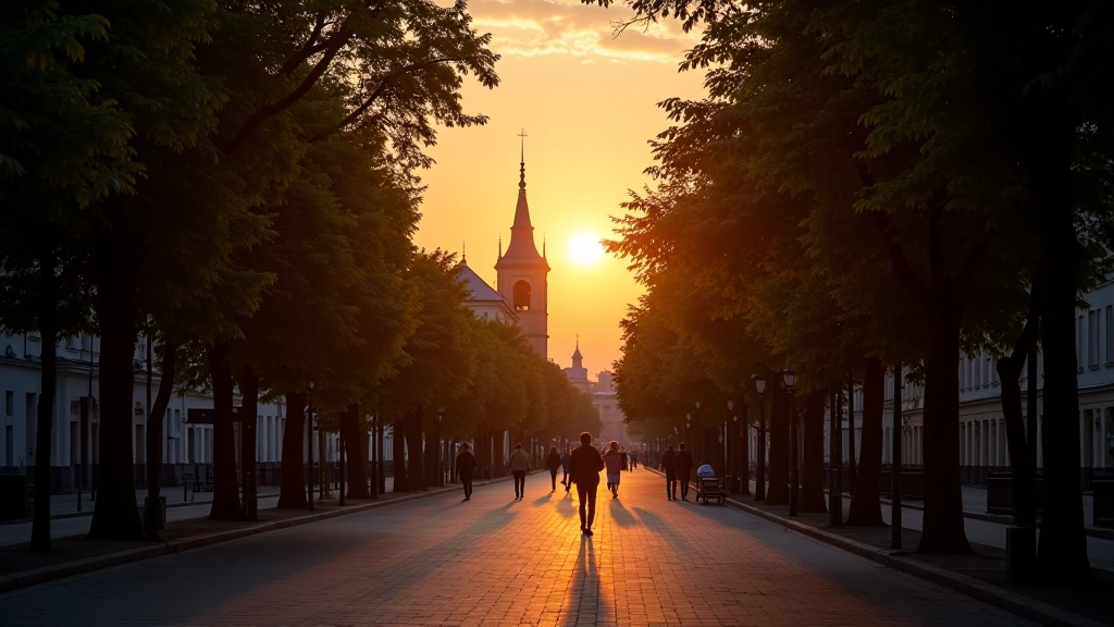 Gediminas Avenue during evening hours with historic architecture